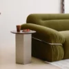 Table d'appoint, Bois de frêne teinte noyer & Acier inoxydable, Ø40 Hexa