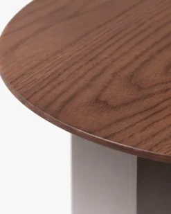 Table d'appoint, Bois de frêne teinte noyer & Acier inoxydable, Ø40 Hexa