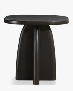 Table d'appoint, Bois d'hévéa massif teinte noire, H46 Ellios