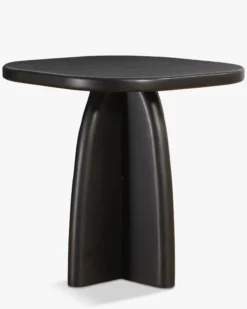 Table d'appoint, Bois d'hévéa massif teinte noire, H46 Ellios