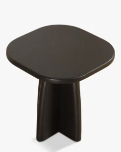Table d'appoint, Bois d'hévéa massif teinte noire, H46 Ellios
