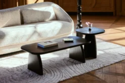 Table d'appoint, Bois d'hévéa massif teinte noire, H46 Ellios