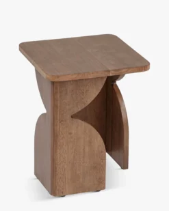 Table d'appoint, Bois massif d'hévéa teinte noyer, H49 Kayla