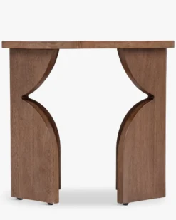 Table d'appoint, Bois massif d'hévéa teinte noyer, H49 Kayla