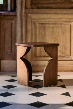 Table d'appoint, Bois massif d'hévéa teinte noyer, H49 Kayla