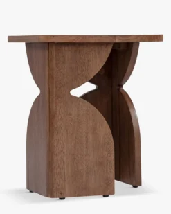 Table d'appoint, Bois massif d'hévéa teinte noyer, H49 Kayla