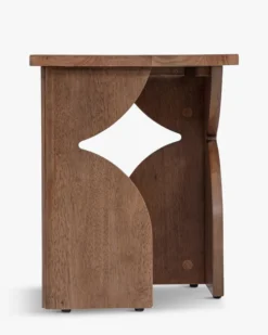 Table d'appoint, Bois massif d'hévéa teinte noyer, H49 Kayla