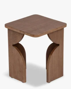 Table d'appoint, Bois massif d'hévéa teinte noyer, H49 Kayla