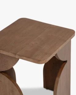 Table d'appoint, Bois massif d'hévéa teinte noyer, H49 Kayla