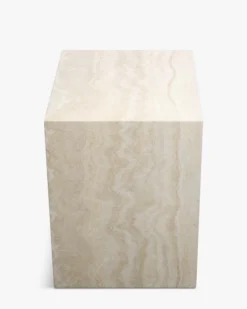 Table d'appoint, Cube effet travertin naturel, H50 Borgo