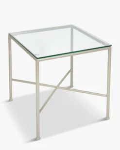 Table d'appoint de jardin, Verre transparent & métal taupe Bel Air
