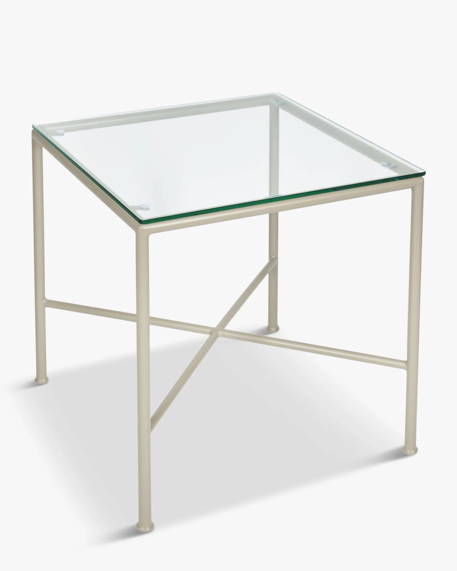 Table d'appoint de jardin, Verre transparent & métal taupe Bel Air