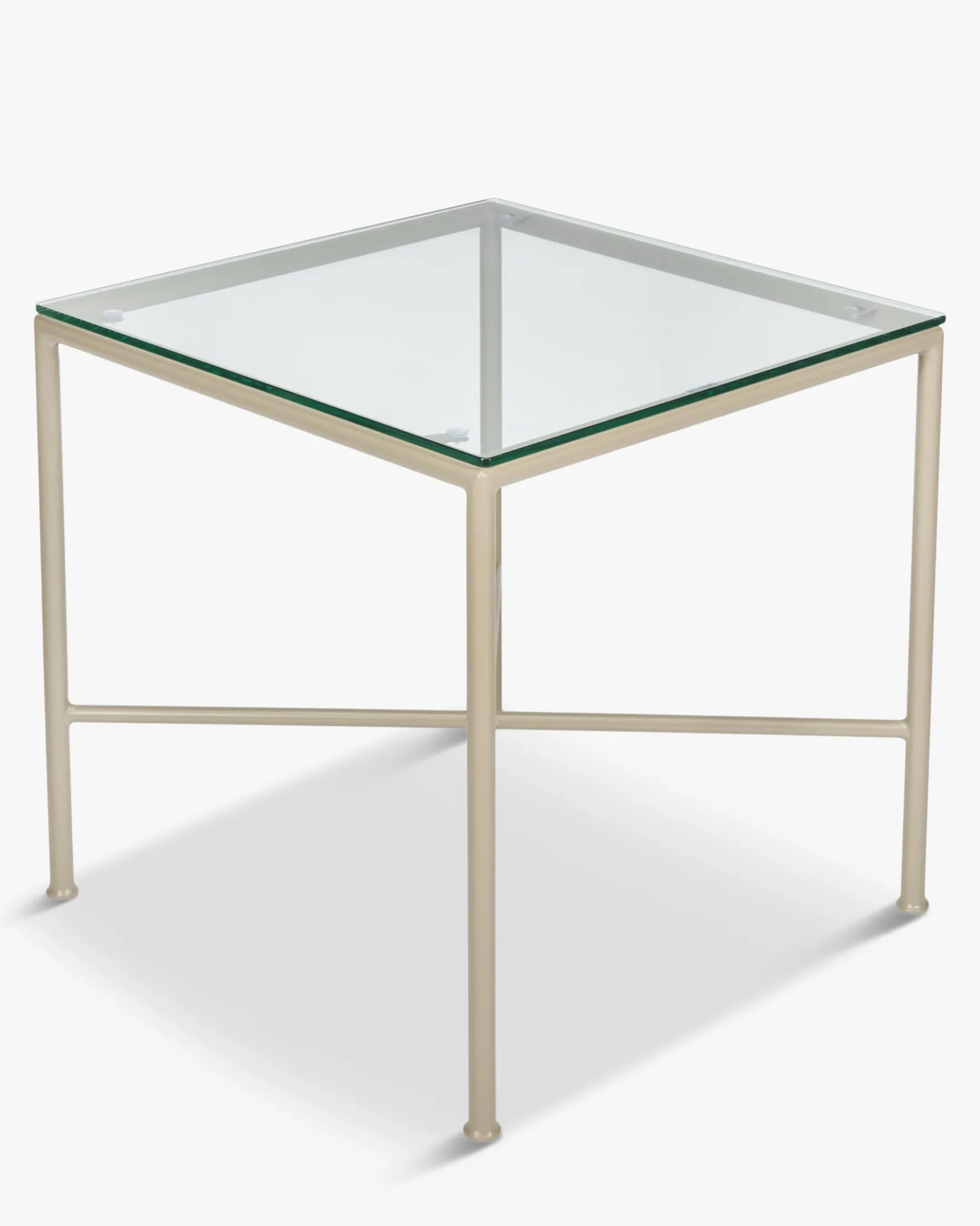 Table d'appoint de jardin, Verre transparent & métal taupe Bel Air