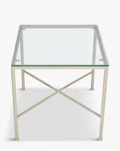 Table d'appoint de jardin, Verre transparent & métal taupe Bel Air