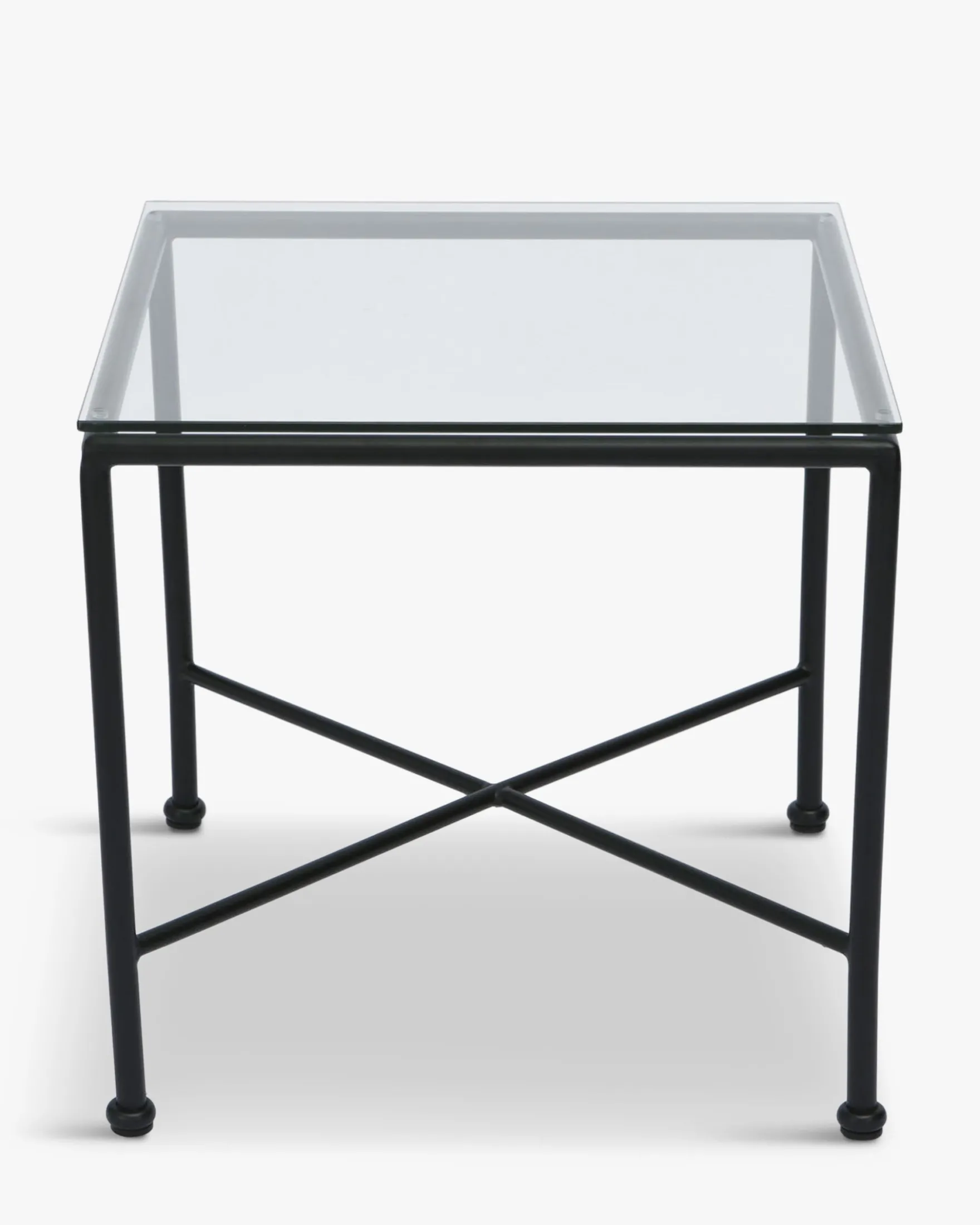 Table d'appoint de jardin, Verre transparent & métal noir Bel Air