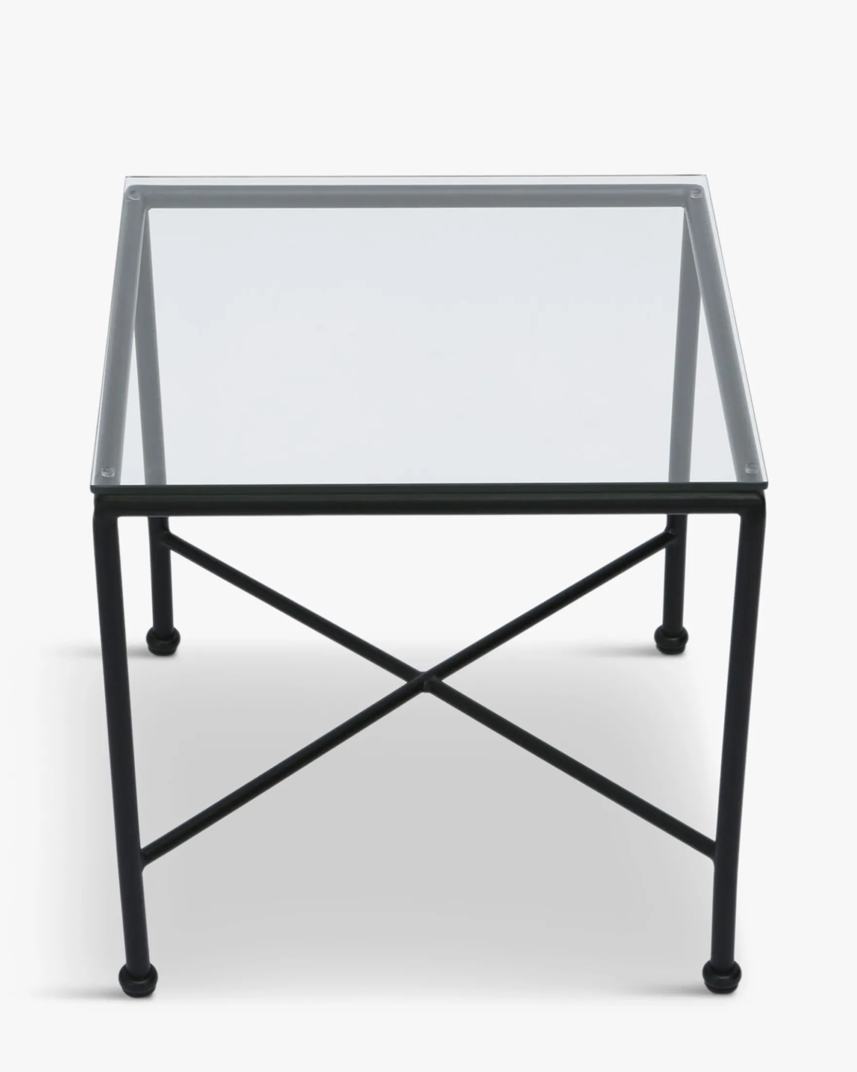 Table d'appoint de jardin, Verre transparent & métal noir Bel Air