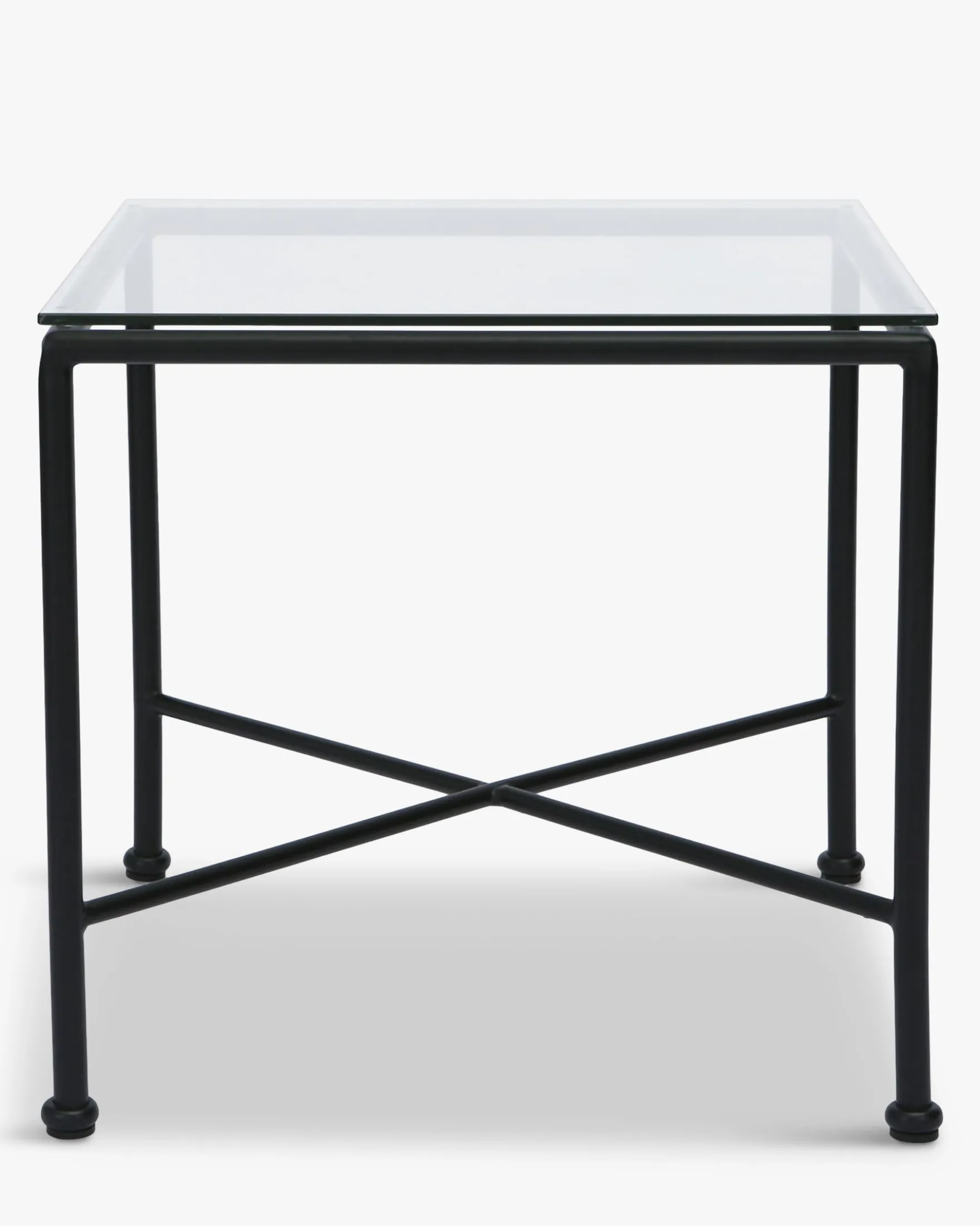 Table d'appoint de jardin, Verre transparent & métal noir Bel Air