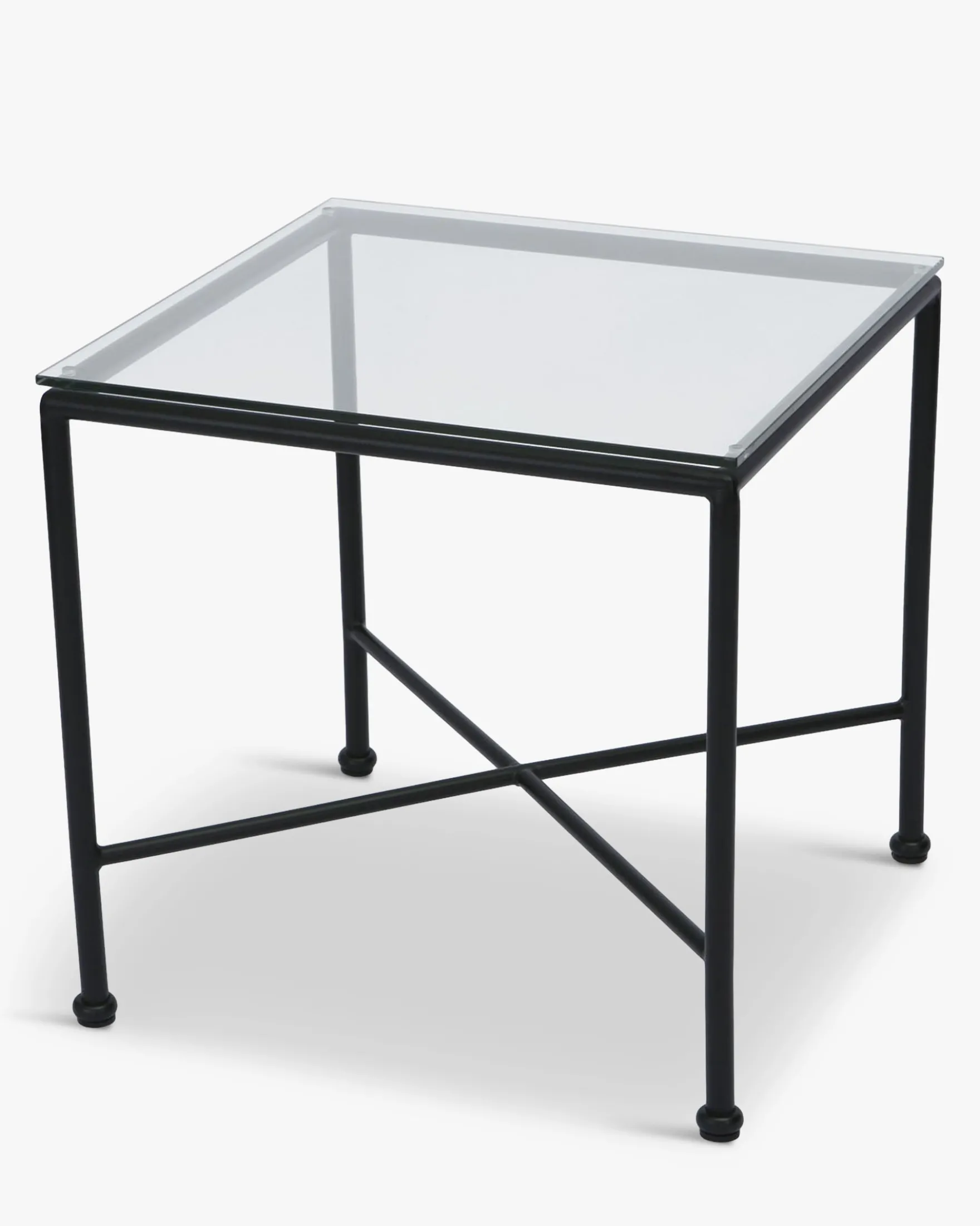 Table d'appoint de jardin, Verre transparent & métal noir Bel Air