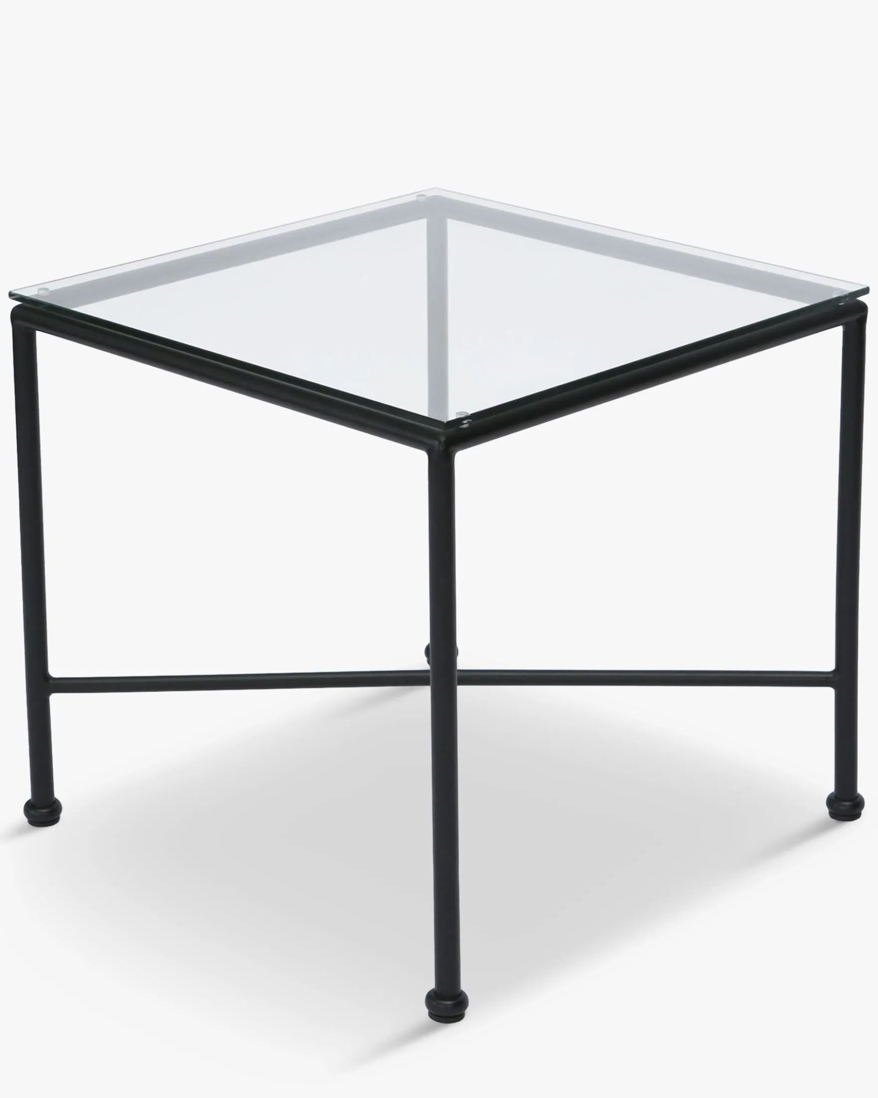 Table d'appoint de jardin, Verre transparent & métal noir Bel Air