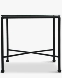 Table d'appoint de jardin, Verre transparent & métal noir Bel Air