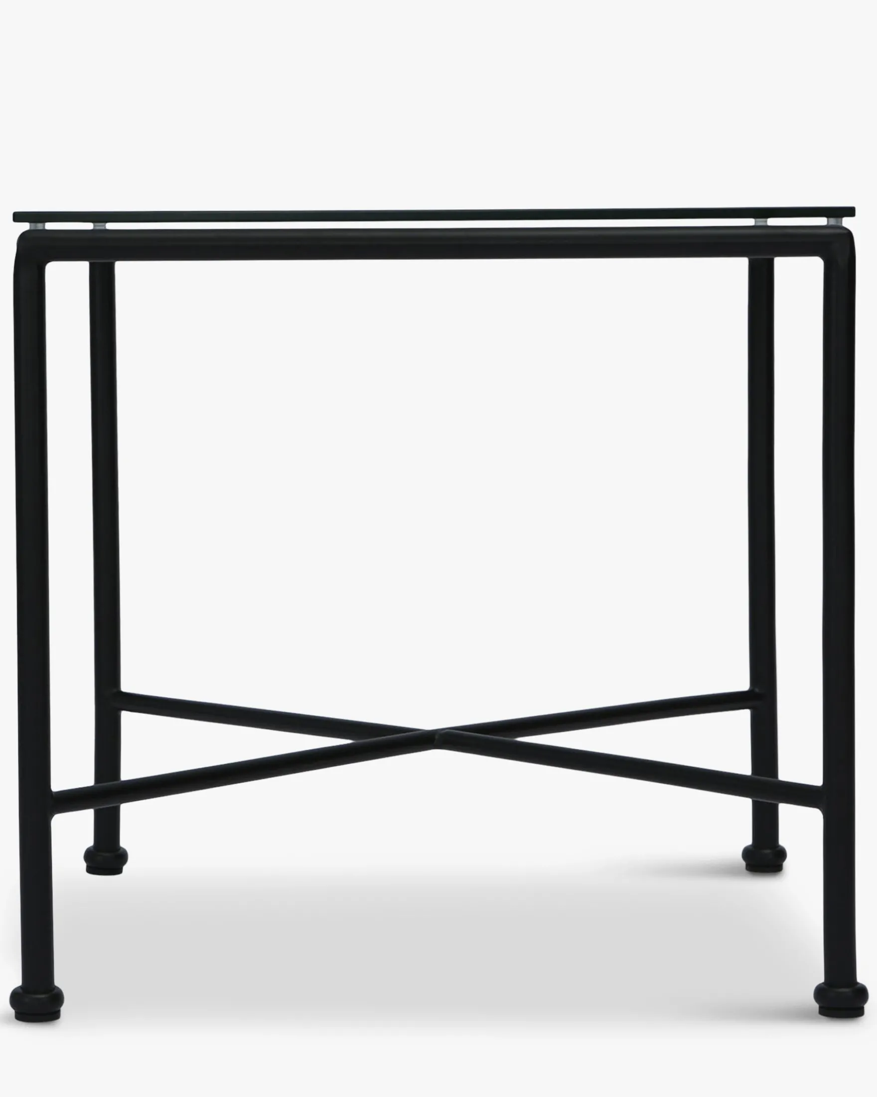 Table d'appoint de jardin, Verre transparent & métal noir Bel Air
