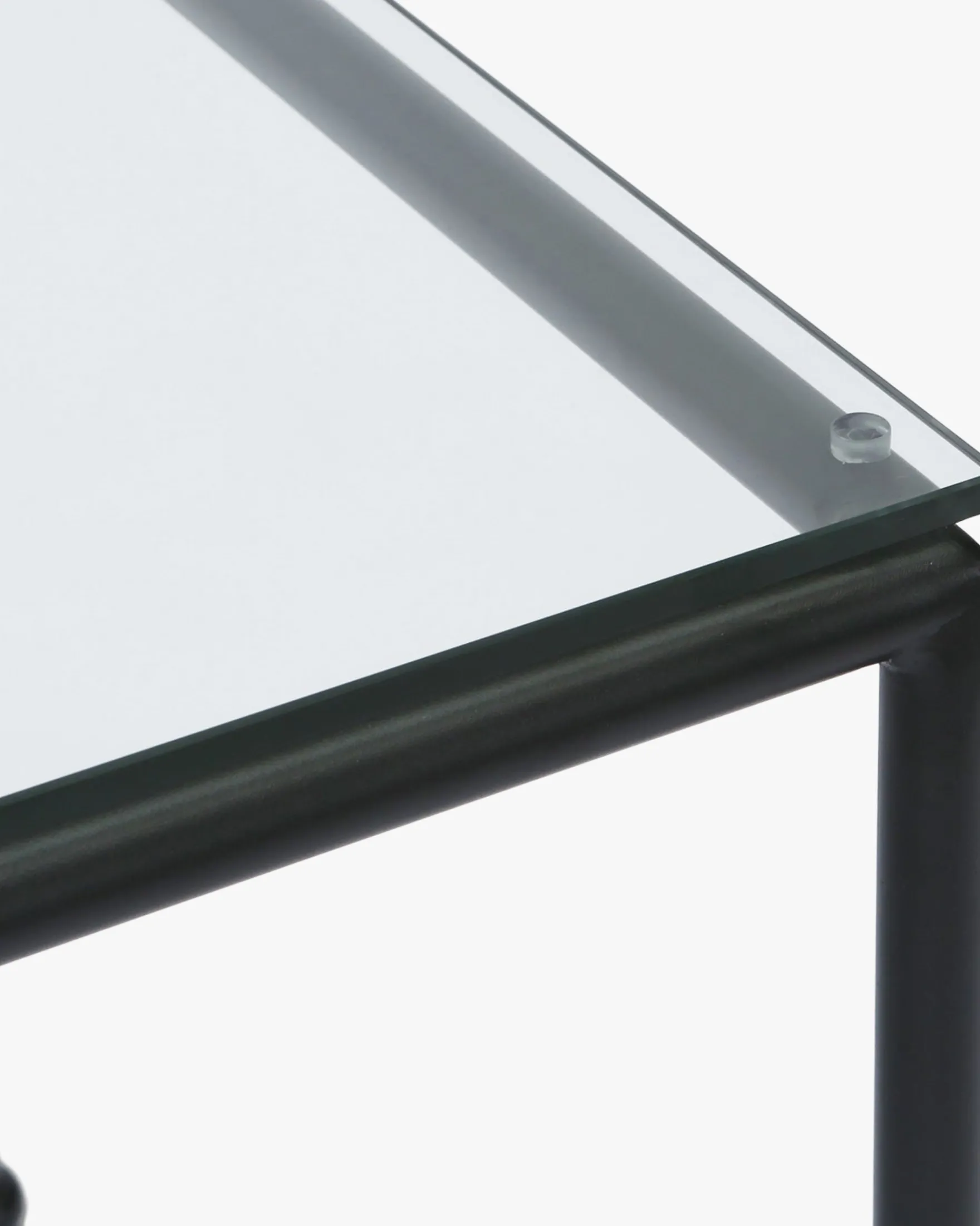Table d'appoint de jardin, Verre transparent & métal noir Bel Air