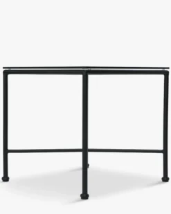Table d'appoint de jardin, Verre transparent & métal noir Bel Air