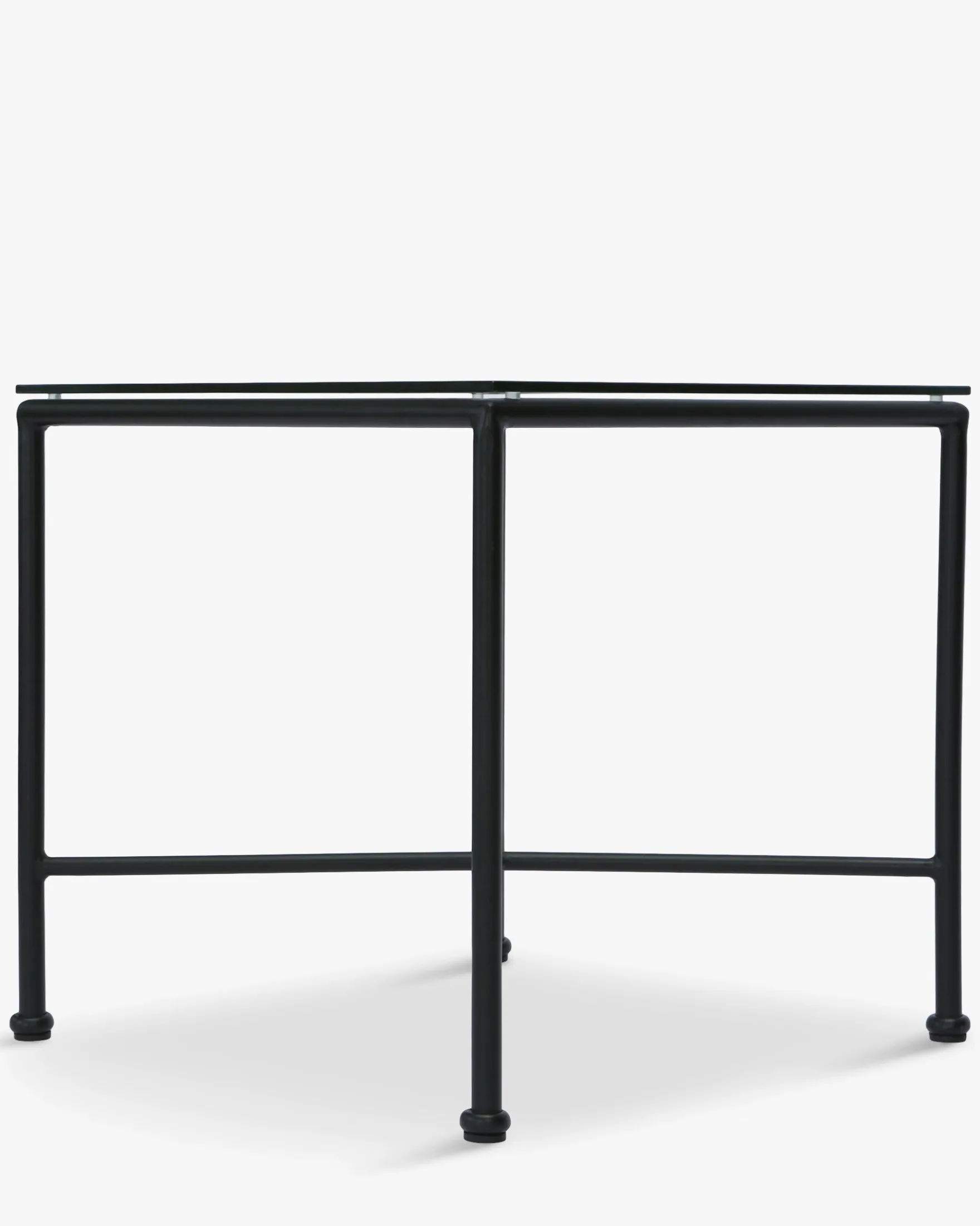 Table d'appoint de jardin, Verre transparent & métal noir Bel Air