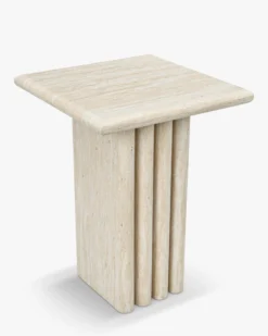 Table d'appoint, Effet travertin glossy, H51 Artemis