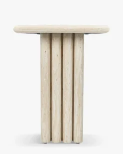 Table d'appoint, Effet travertin glossy, H51 Artemis