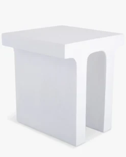 Table d'appoint intérieur/extérieur, Effet ciment blanc, H45 Ithaque