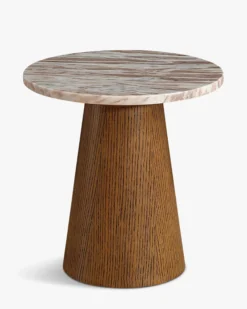 Table d'appoint, Marbre Kanta rouge & bois noyer, H42 Avila