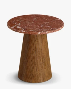 Table d'appoint, Marbre rouge & bois noyer, H42 Avila
