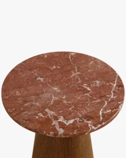 Table d'appoint, Marbre rouge & bois noyer, H42 Avila