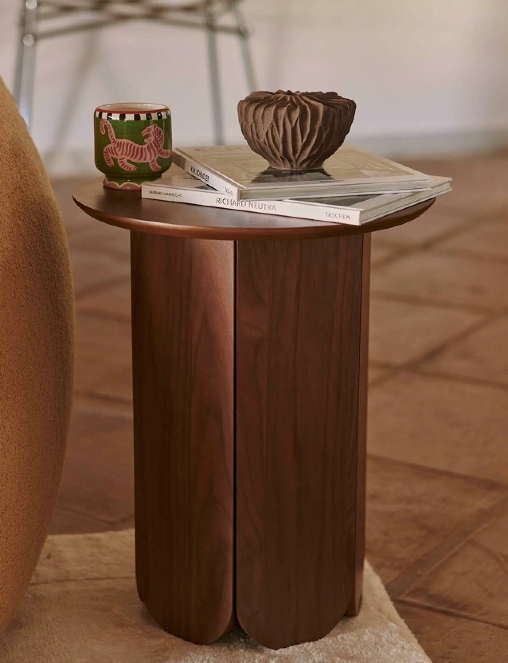 Table d'appoint ou de chevet, Effet bois noyer, H50 Fushimi
