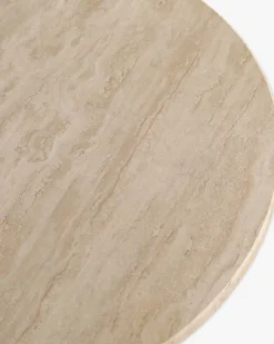 Table d'appoint, Véritable pierre de travertin, Ø45 Oviedo