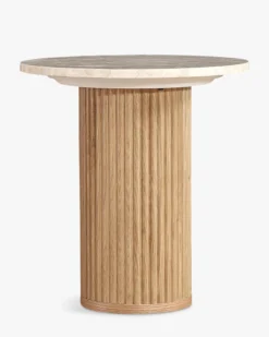 Table d'appoint, Véritable pierre de travertin, Ø45 Oviedo