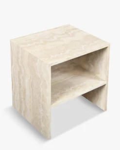 Table de chevet, Beige effet travertin, H50 Napoli