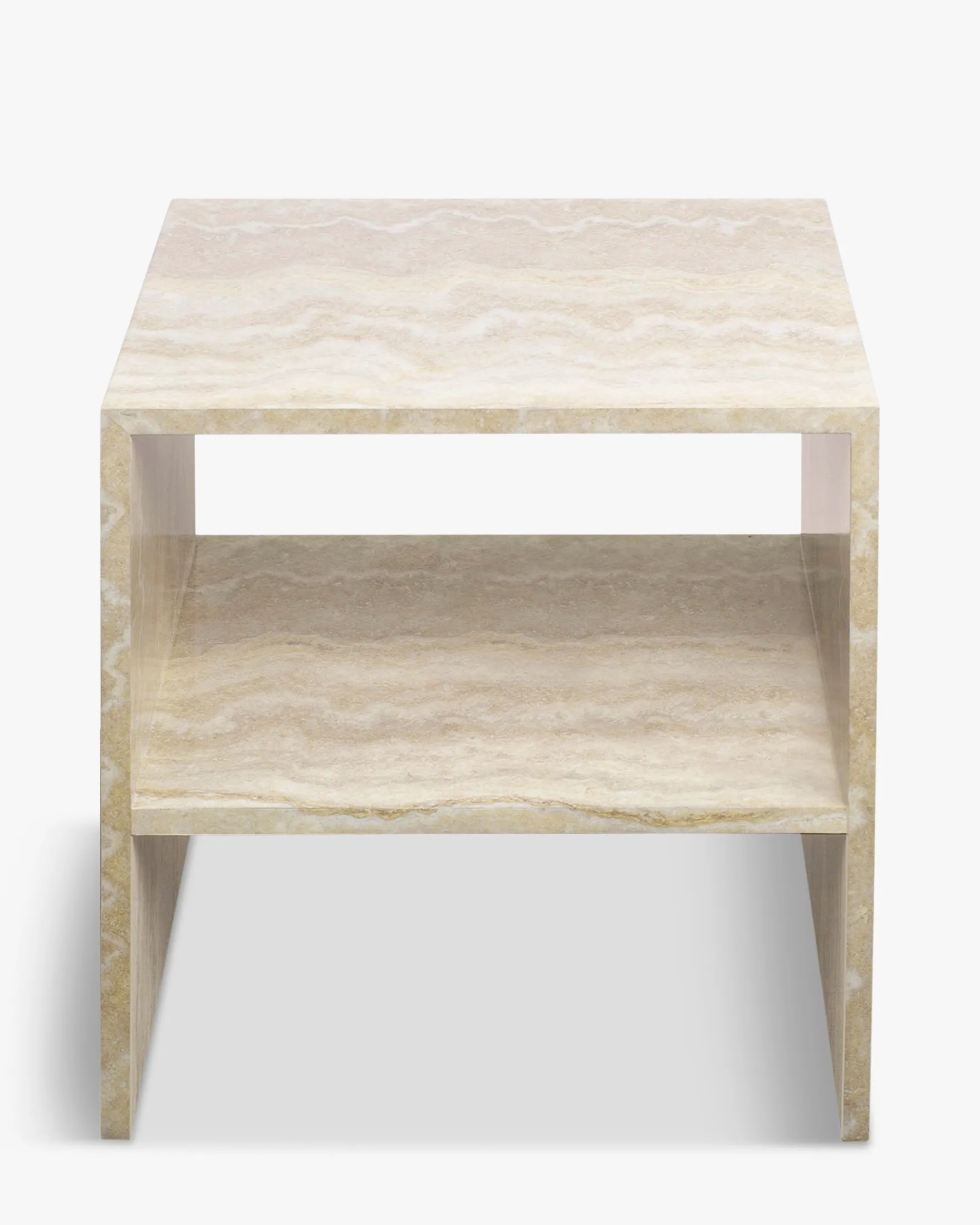 Table de chevet, Beige effet travertin, H50 Napoli