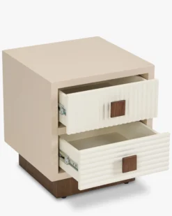 Table de chevet, Bois beige & Bois teinte noyer, H50,5 Archi