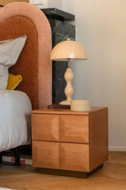 Table de chevet, Bois blond & bronze, H47 Stamford