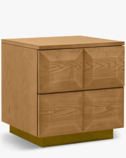 Table de chevet, Bois blond & bronze, H47 Stamford