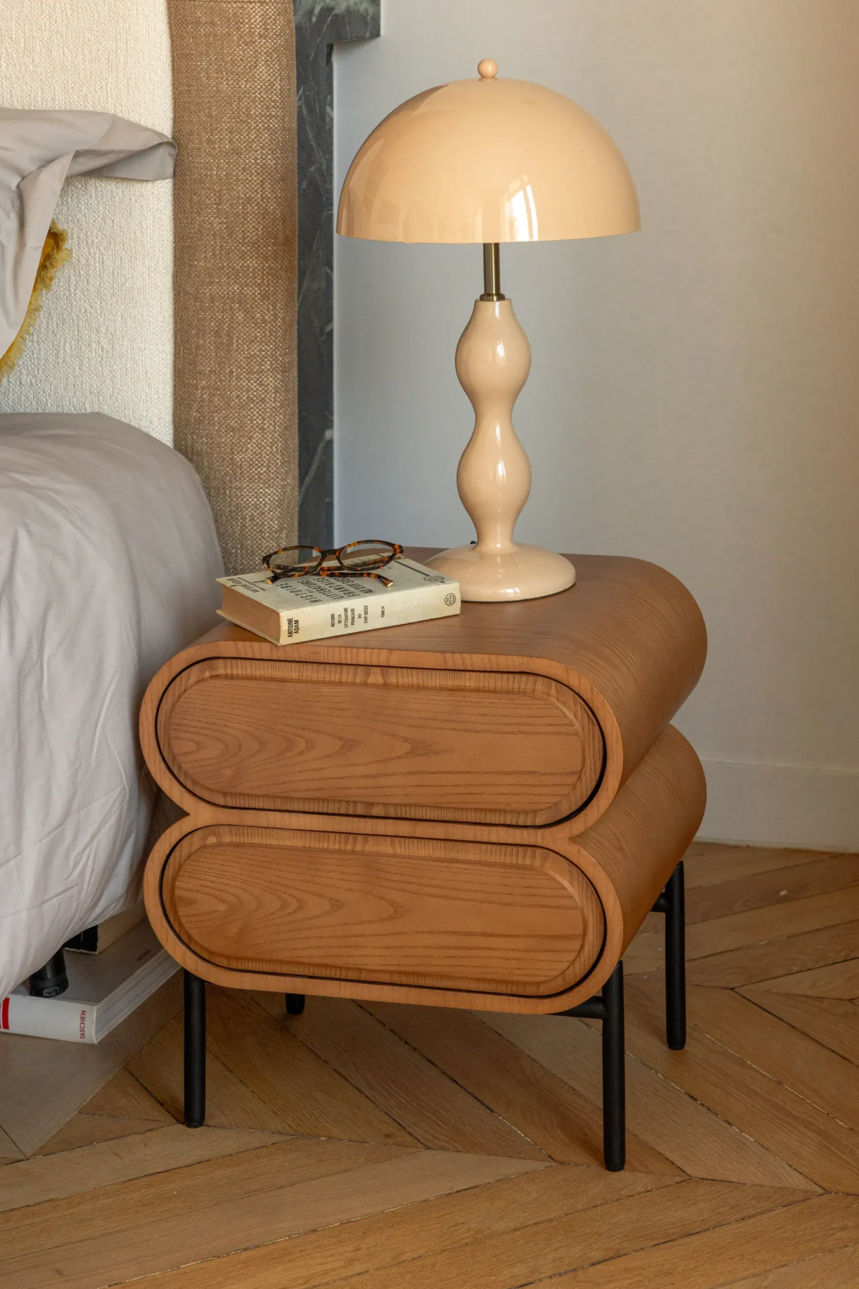 Table de chevet, Bois blond, H50 Monaco