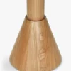 Table à manger bistrot, pour 4 personnes, Travertin waterproof & bois blond, Ø70 Elba