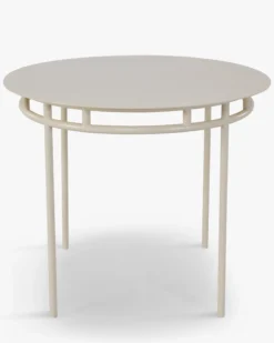 Table à manger de jardin, pour 4 personnes, Métal beige amande, Ø90 Maddalena