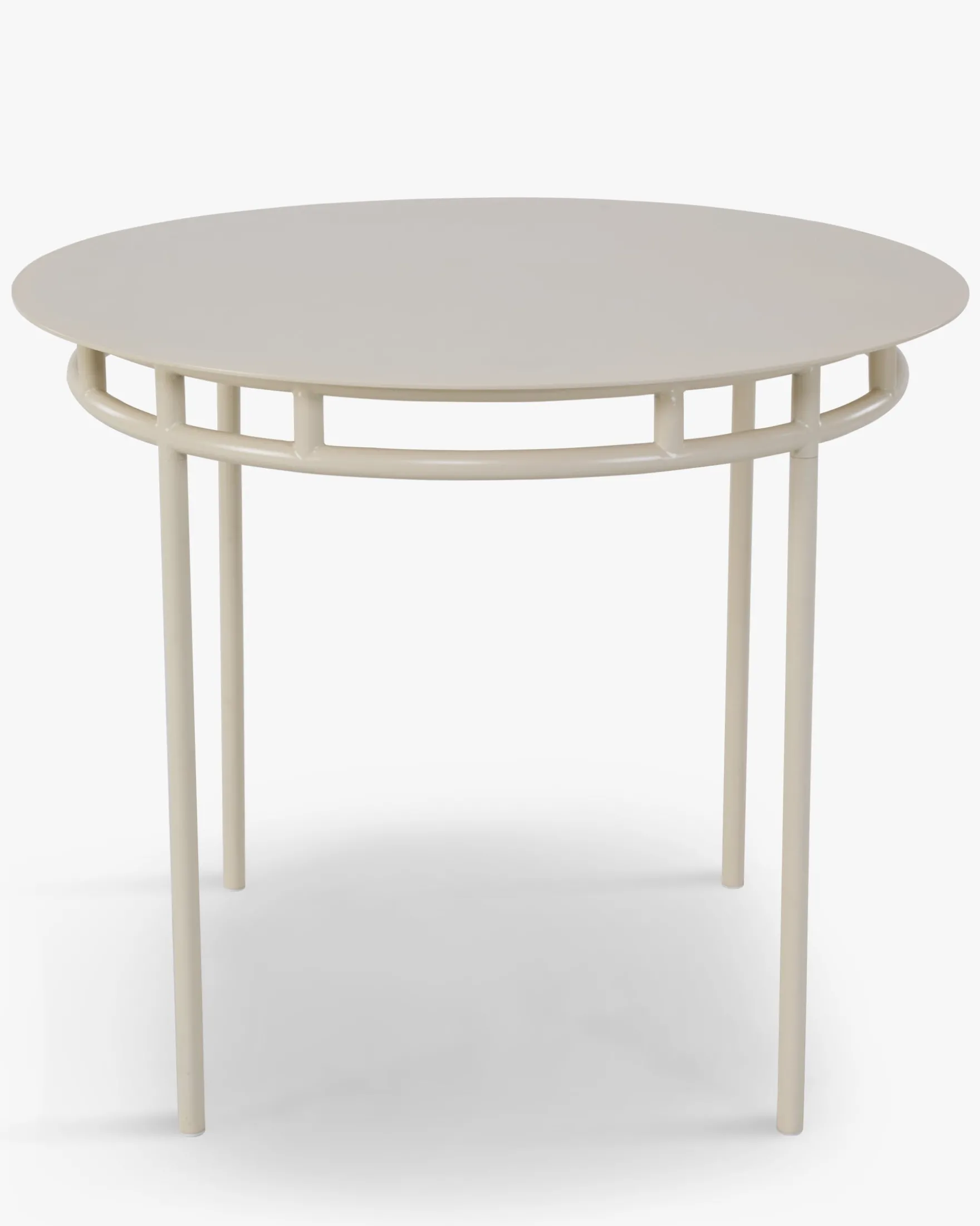 Table à manger de jardin, pour 4 personnes, Métal beige amande, Ø90 Maddalena