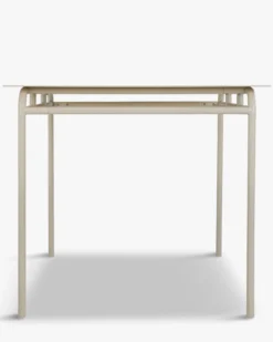 Table à manger de jardin, pour 4 personnes, Métal beige amande, 90x90 Maddalena