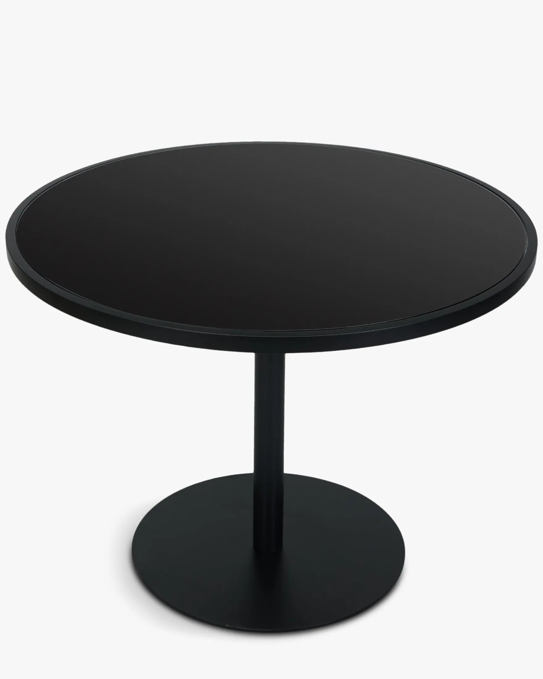 Table à manger de jardin, pour 4 personnes, Verre noir & métal noir, Ø100 Echo