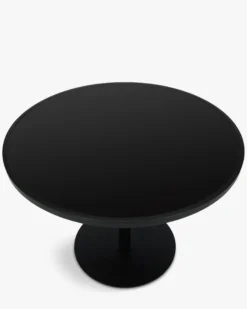 Table à manger de jardin, pour 4 personnes, Verre noir & métal noir, Ø100 Echo