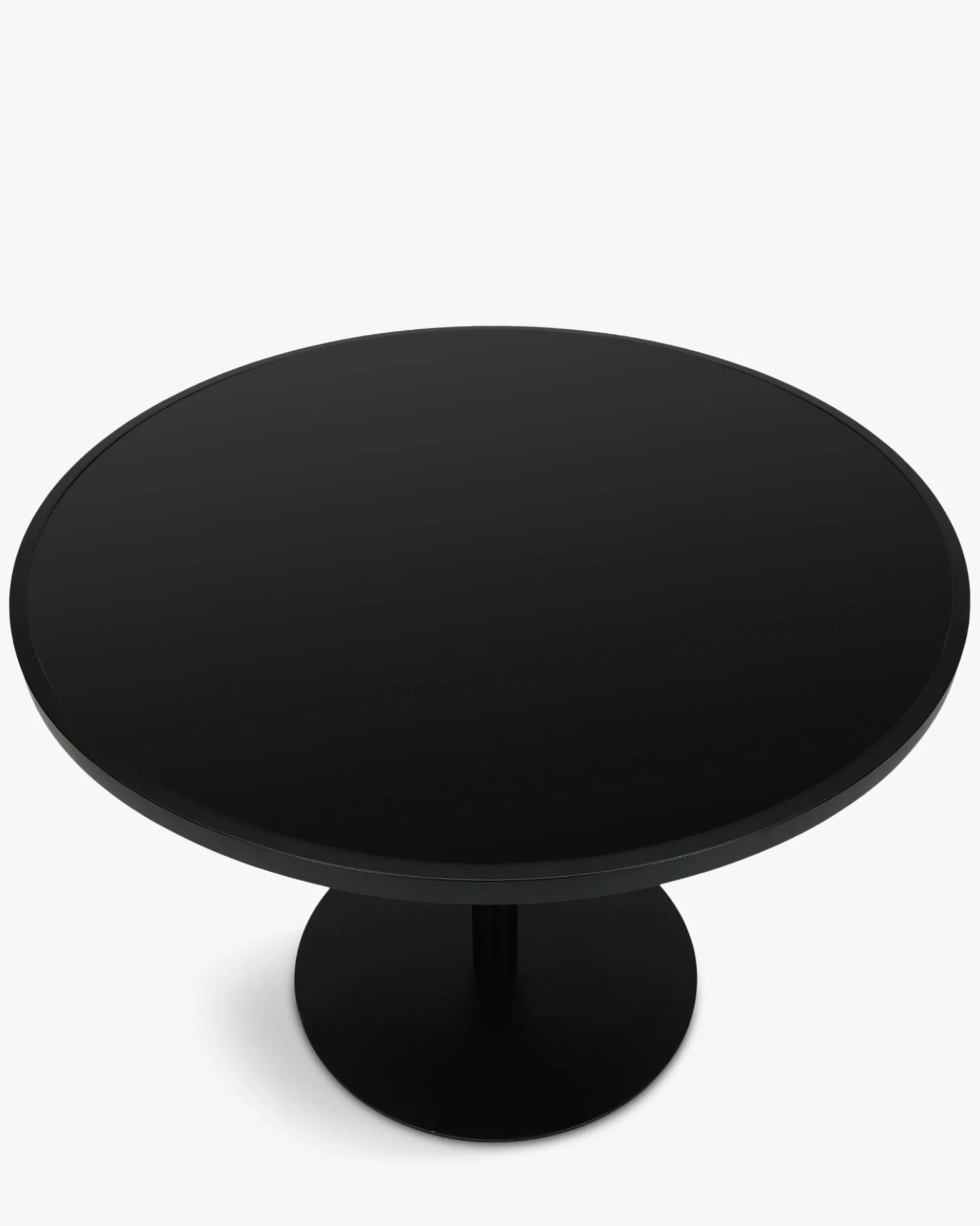 Table à manger de jardin, pour 4 personnes, Verre noir & métal noir, Ø100 Echo